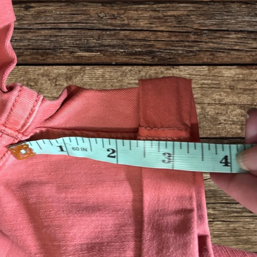 Dear John Coral Pink Cuffed Denim Shorts Mid Rise‎ Barbiecore Preppy Girly Beach
